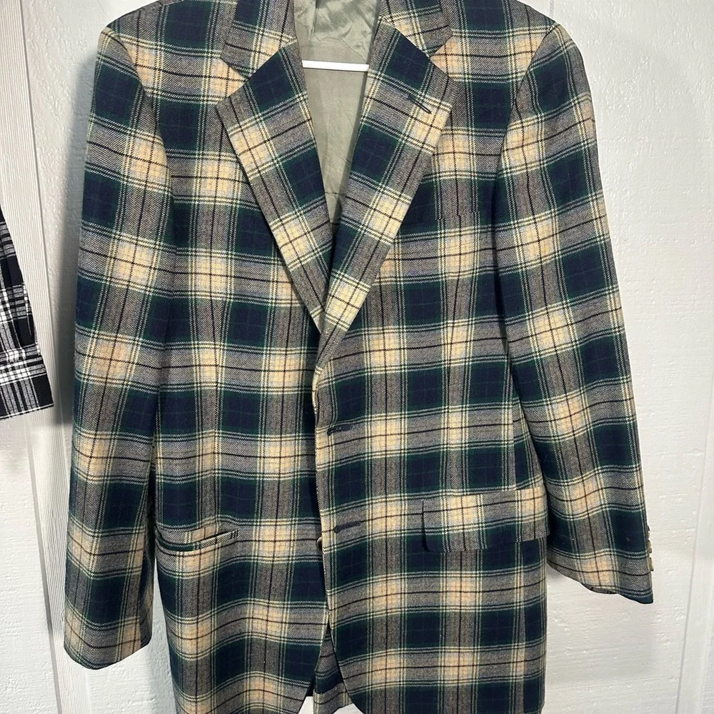 Austin Reed Vintage Virgin Wool Blue and Tan Men’s Blazer No Size EUC